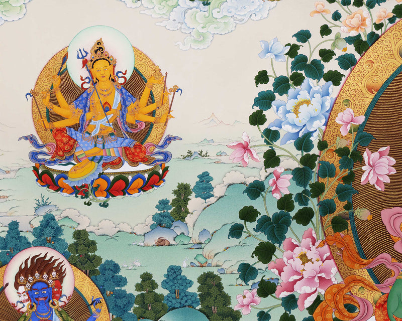 21 Tara Prayer Thangka of Mahasiddha Surya Gupta Tradition | Tibetan Hand Painted Art