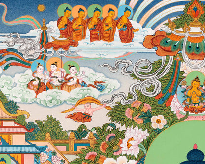 Buddha Amitabha Pureland Thangka, High Quality Giclee Canvas,Thangka Print