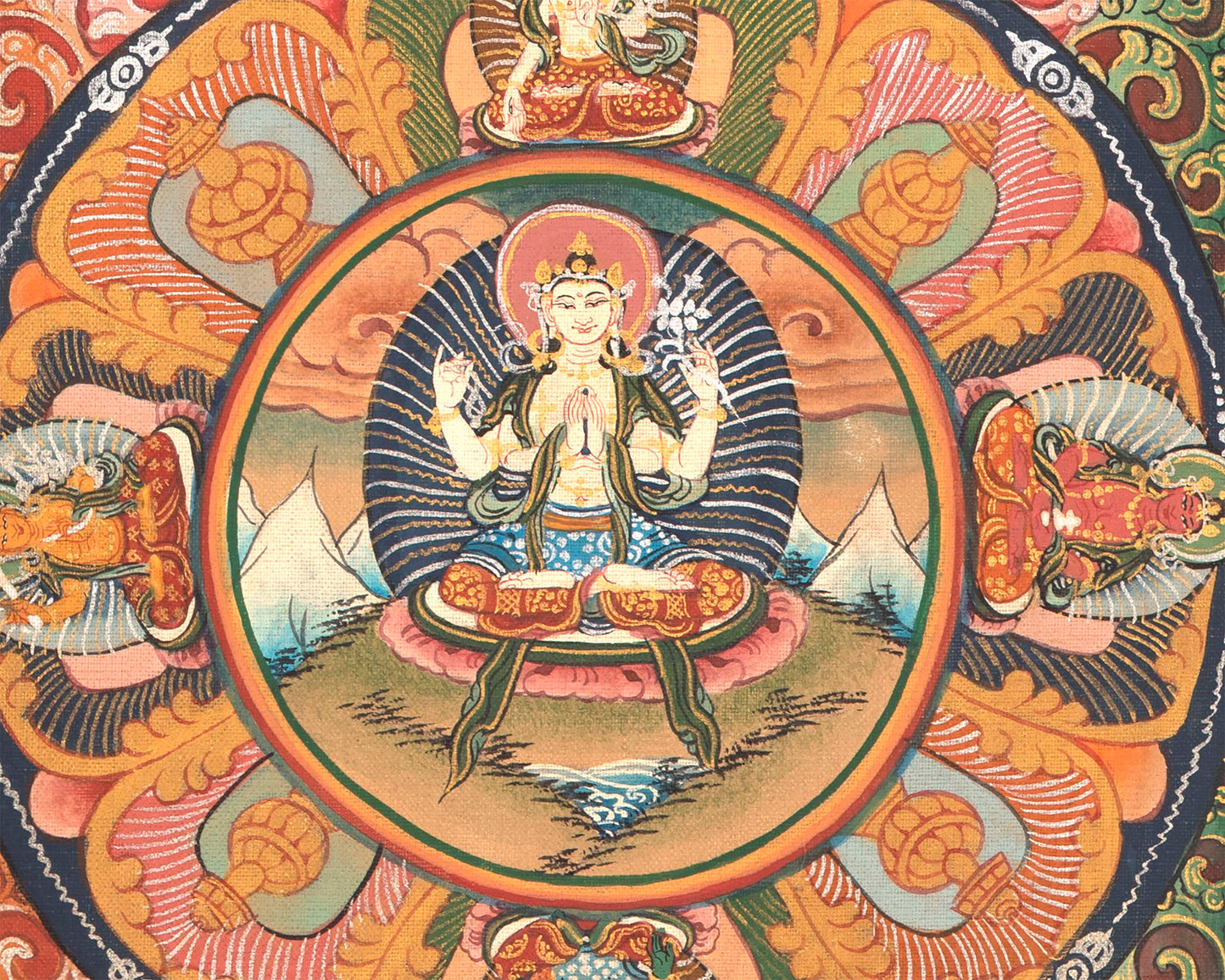 Chenrezig Mandala Thangka | Handpainted Religious Buddhist Art