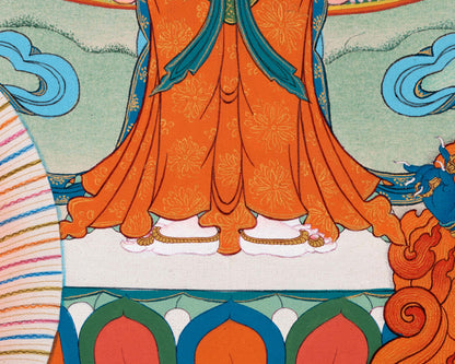 1000 Armed Chenrezig With Manjushri, Vajrapani and Amitabha | Thangka Print