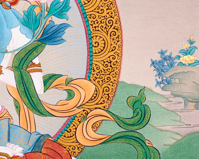 White Tara Buddha Thangka | Hand Painted Tibetan Buddhist Art