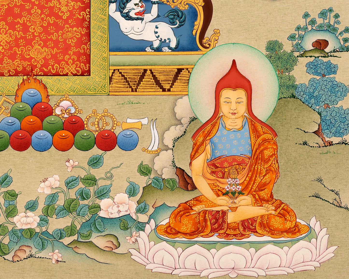 Guru Longchenpa Thangka Print | Tibetan Buddhist Master Digital Print