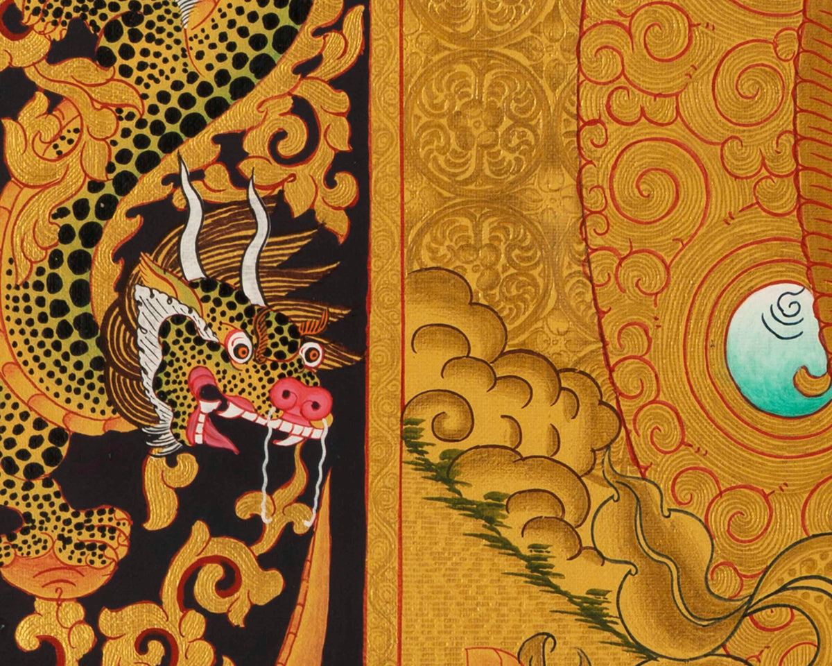 Gold Manjushree Thangka | Hand Painted Bodhisattva Art