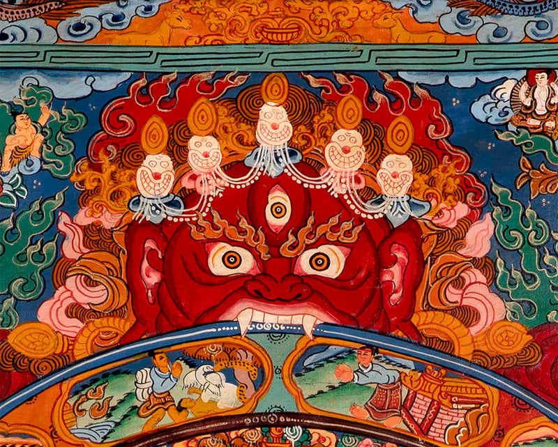 Brocaded Wheel Of Life Thangka | Traditional Tibetan Art | Wall Decors