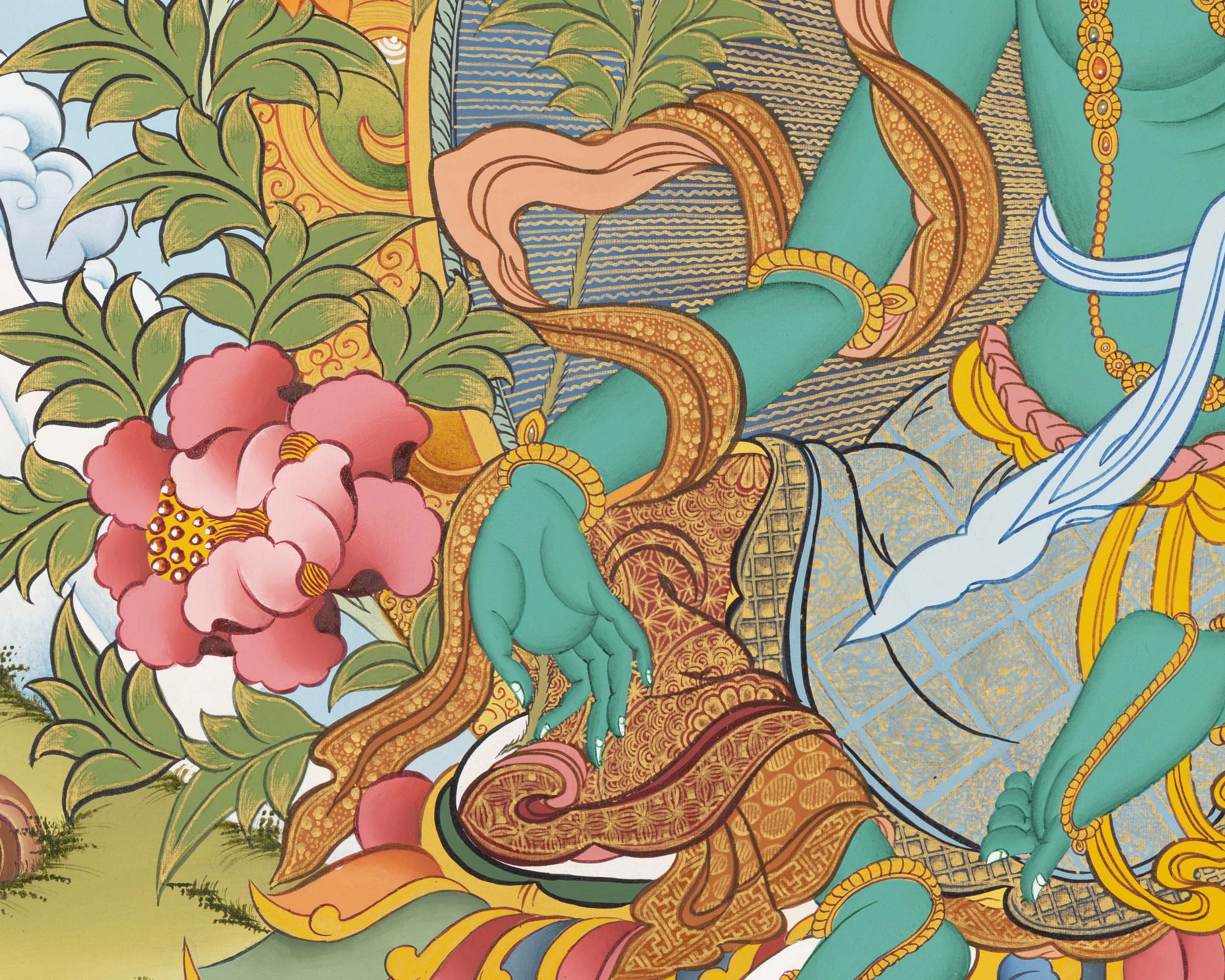 Goddess Green Tara Thangka | Spiritual Wall Art