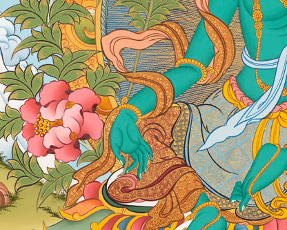 Goddess Green Tara Thangka | Spiritual Wall Art