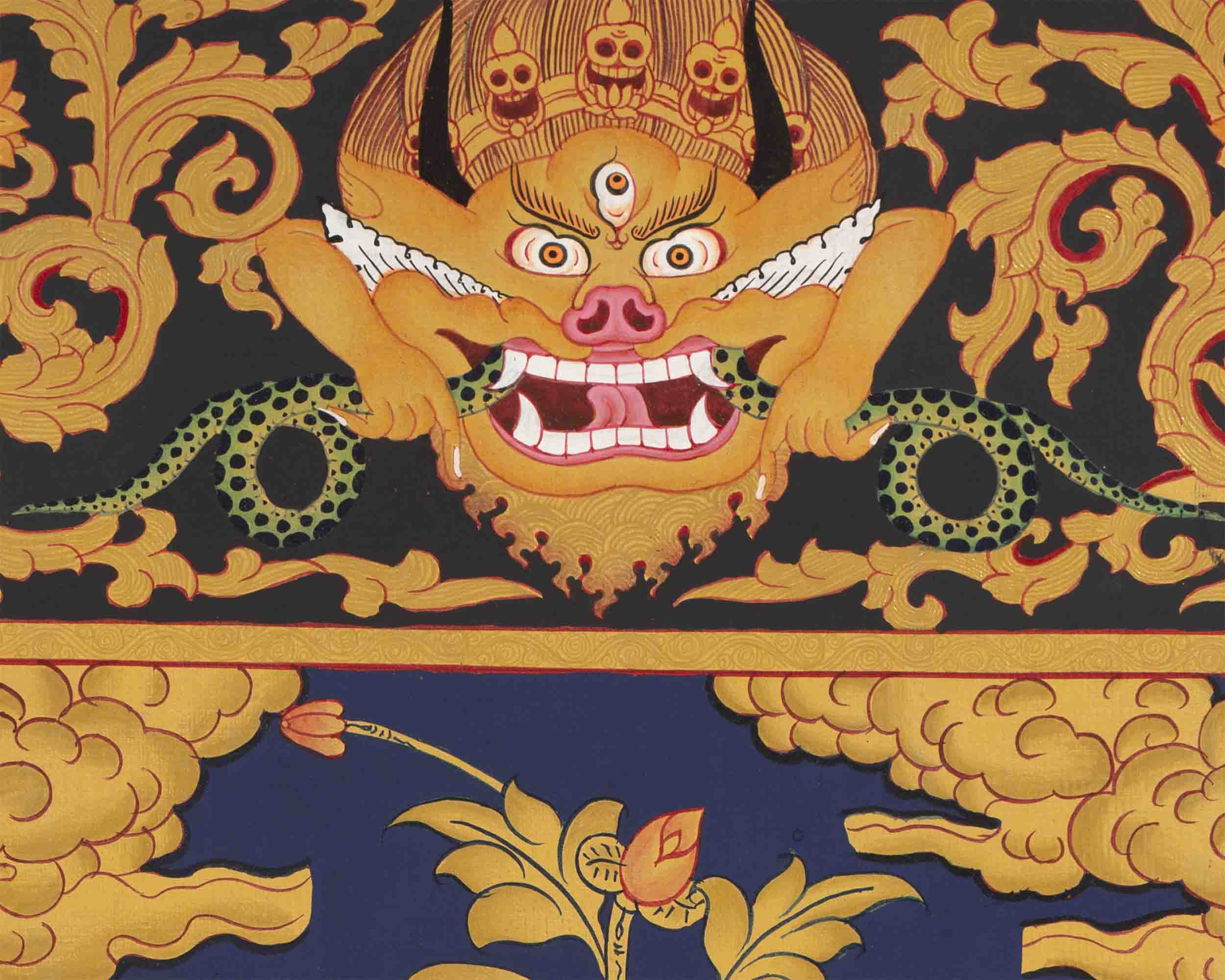 Gold Style Avalokitesvara Chengrezig | Bodhisattva Thangka | Wall Decors
