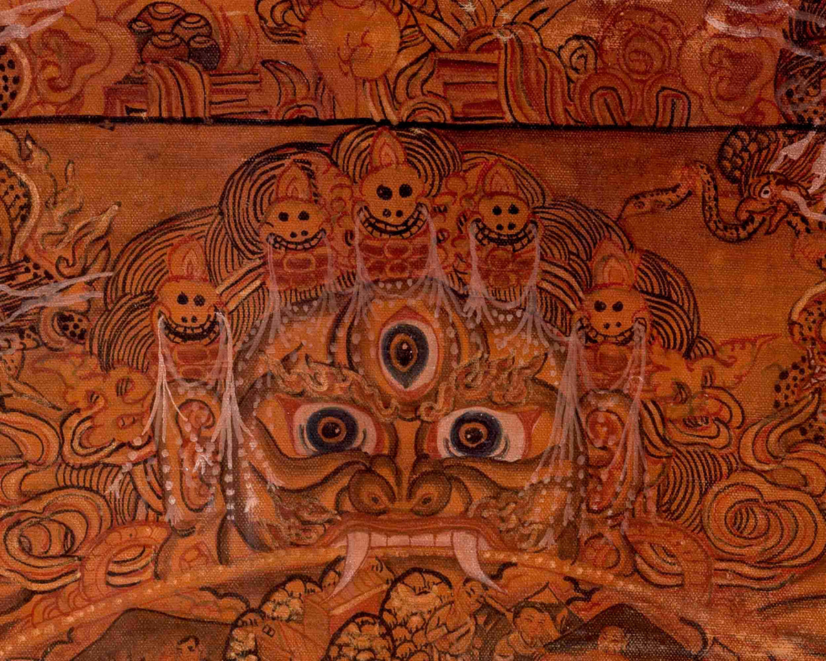 Oil Varnished Wheel of Life | Vintage Traditional Thangka | Wall Decors