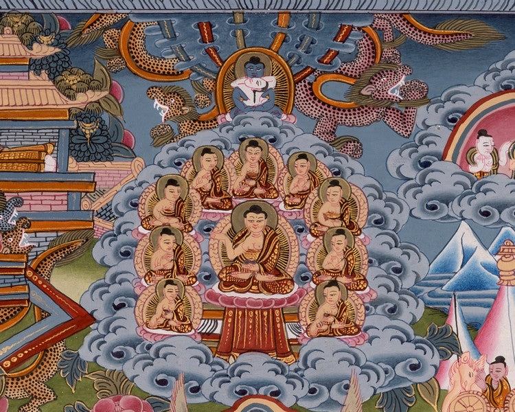 Buddha life Story | Vintage Buddha Thangka