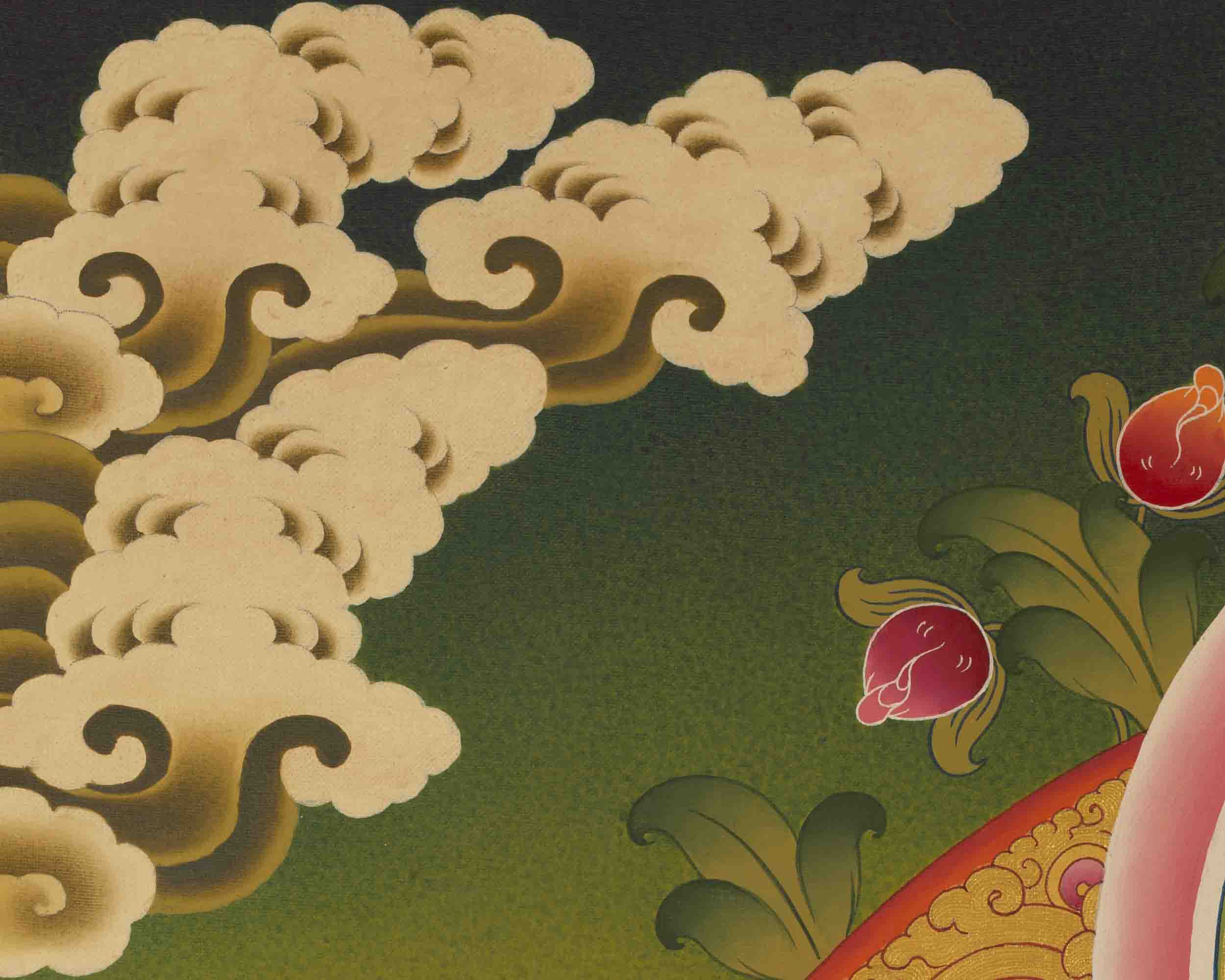 Chenresig Thangka | Followed By Mahalakala And Manjushree  | Religious Wall Decor