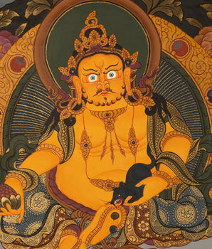 Jhambala Kubera and Manjushri Thangka | HandPainted Buddhist Thangka