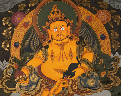 Jhambala Kubera and Manjushri Thangka | HandPainted Buddhist Thangka