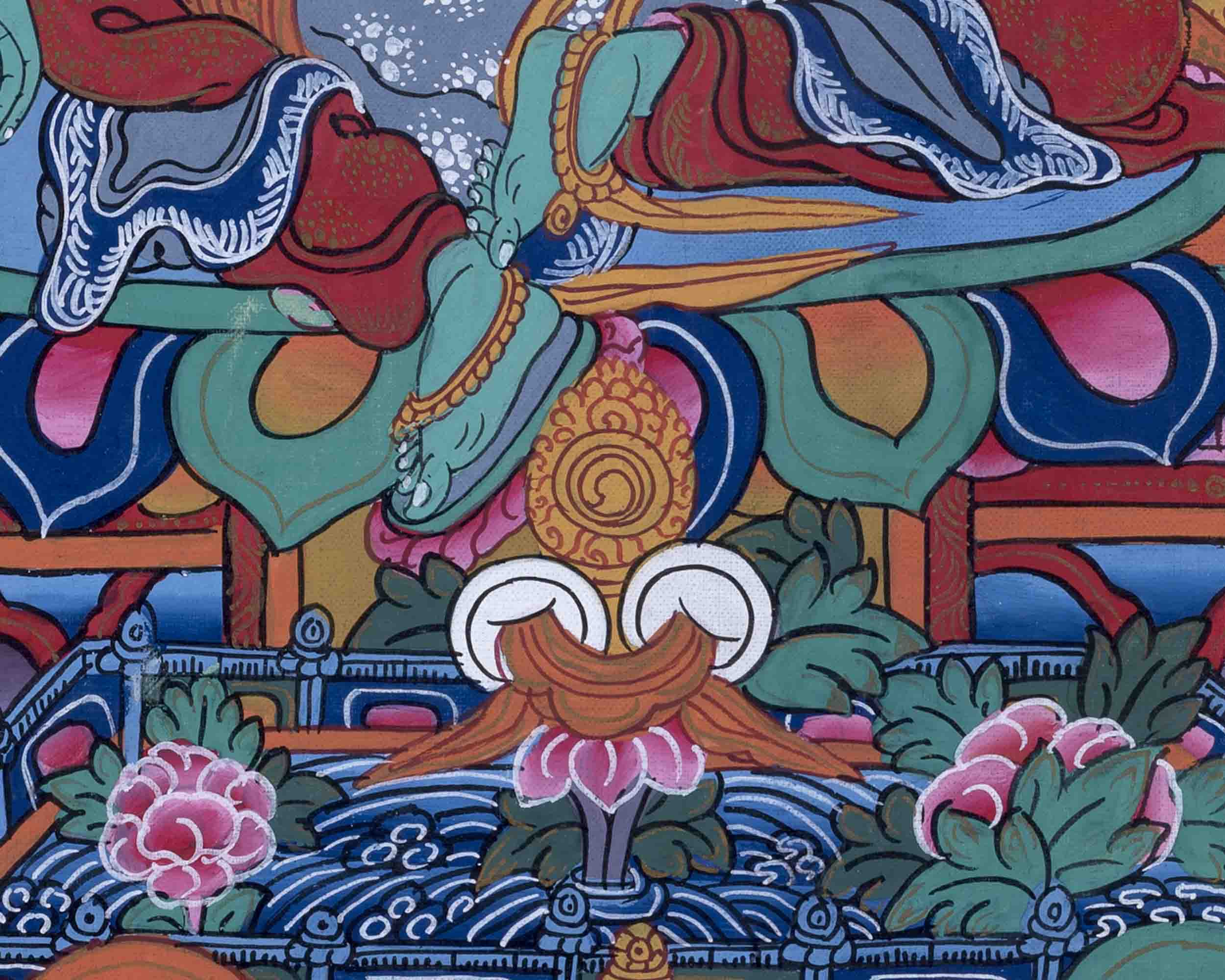 Old Green Tara Thangka | Traditional Handpainted Artwork | Wall Decors
