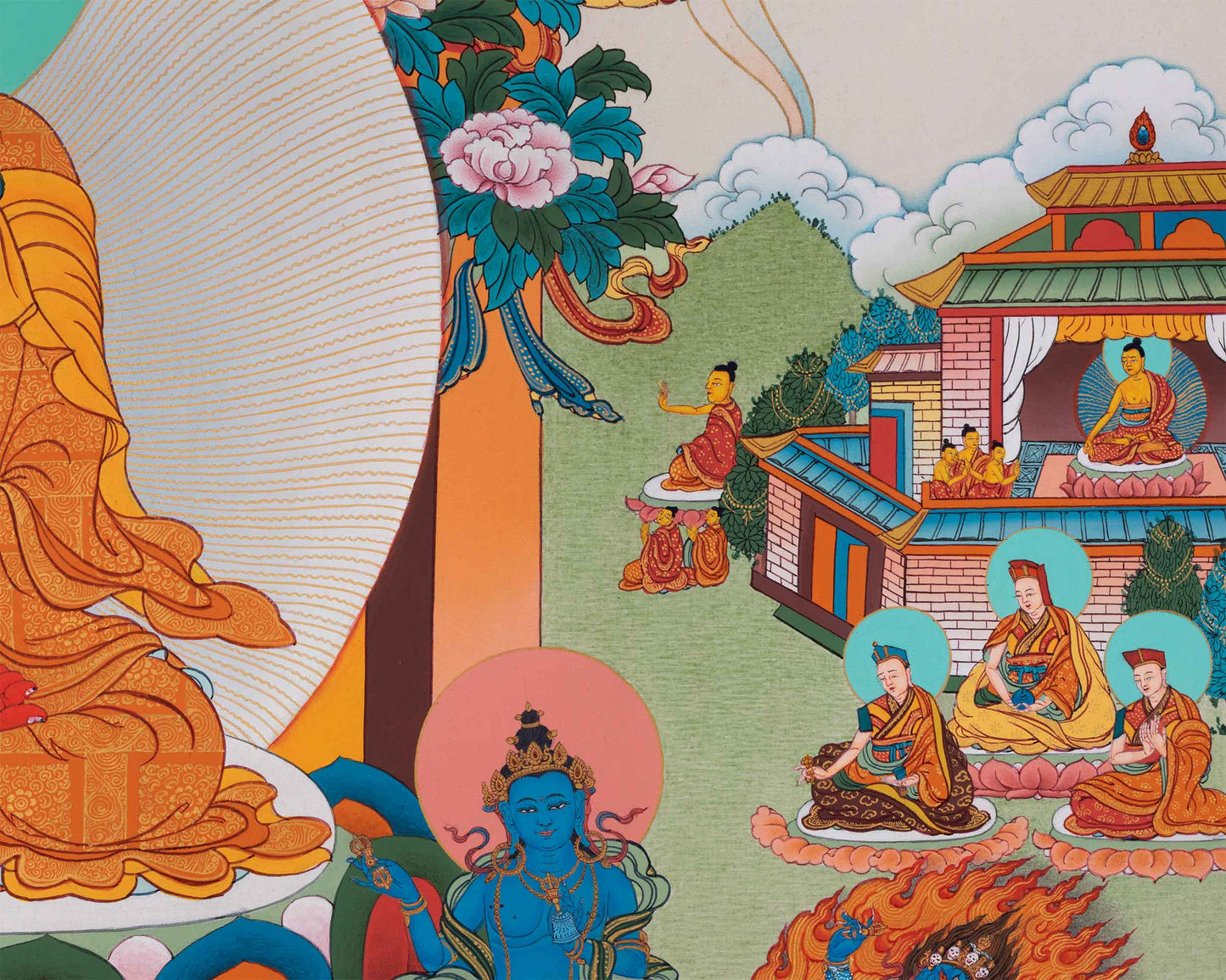 Amitabh Buddha Pure Land Thangka | Traditionally Hand-Painted Amitabha Singham Art