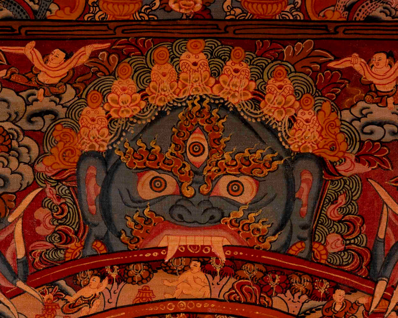Traditional Oil Varnished Wheel of Life | Tibetan Thangka