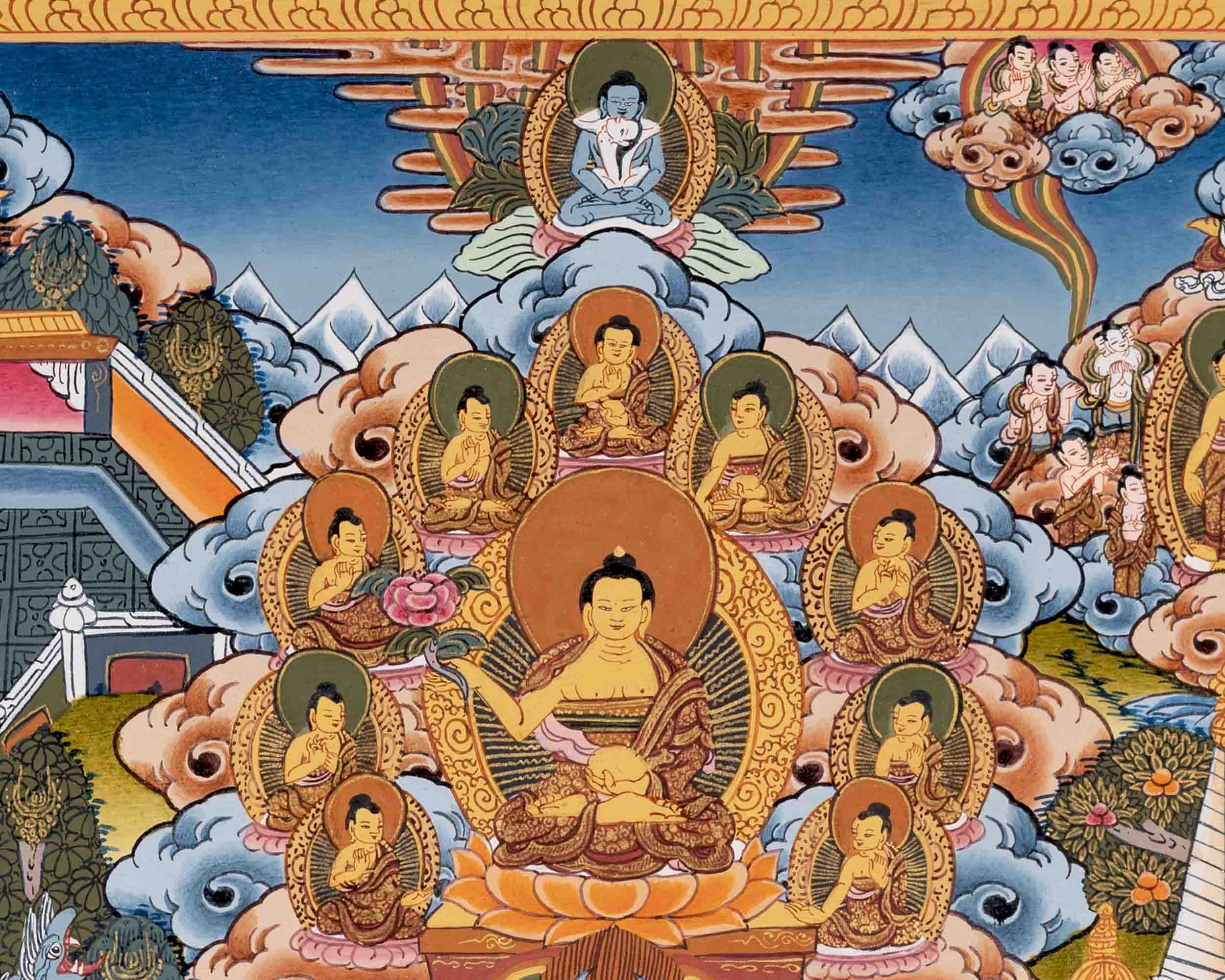 Buddha life Story | Vintage Original Hand-Painted Thangka