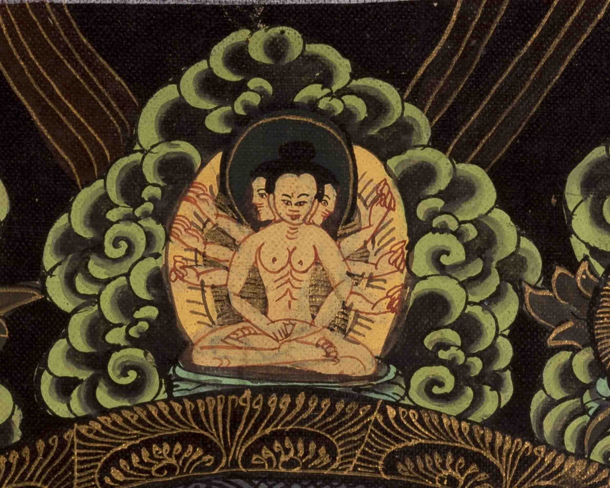 Vintage Small Dark Shakyamuni Buddha Mandala | Art Painting