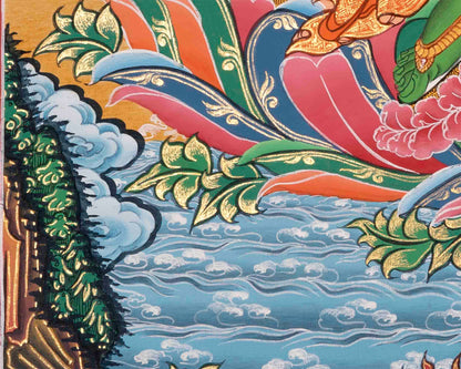 Green Tara Thangka | Healing Female Deity | Religious Wall Decors