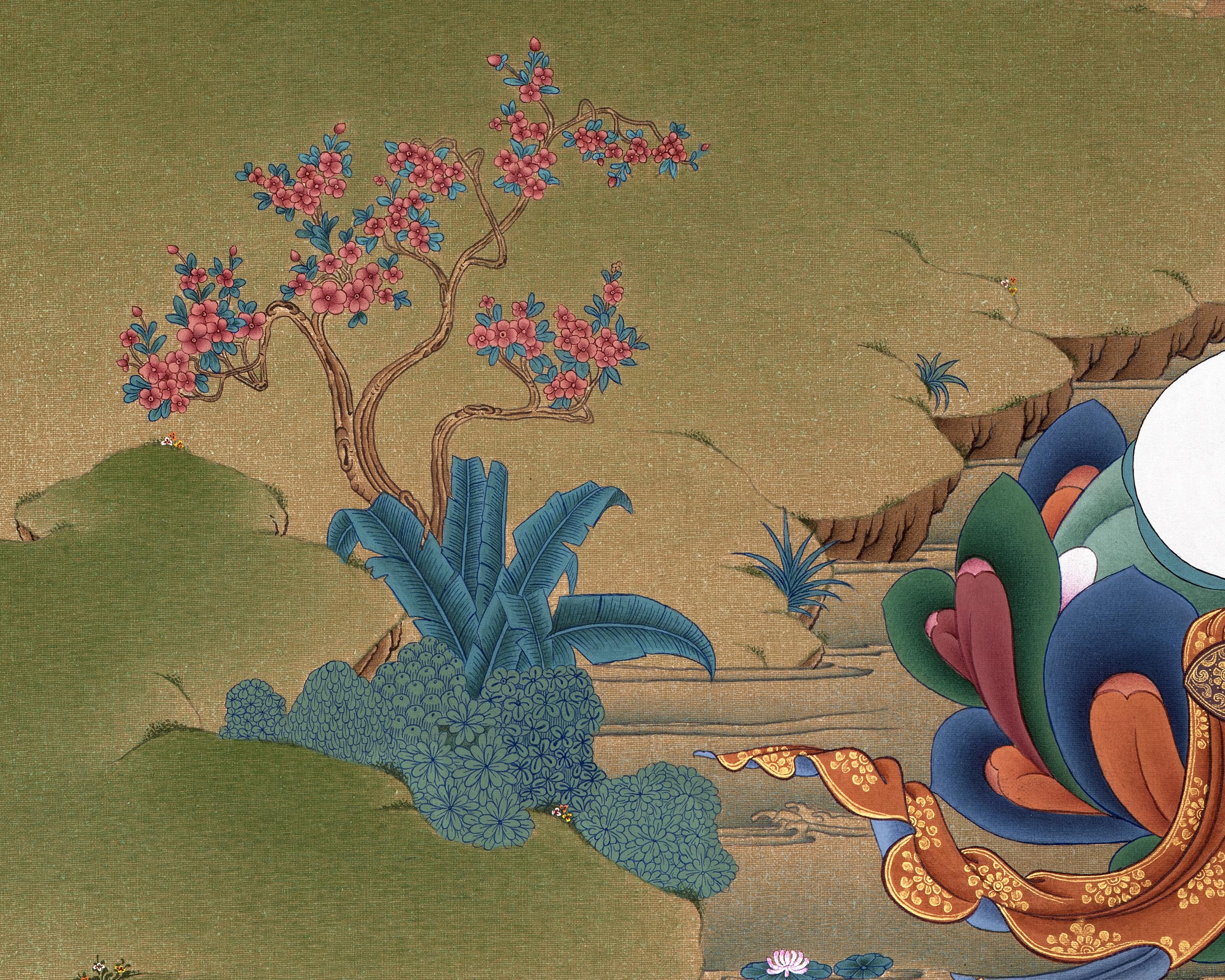 Green Tara Thangka Print | Buddhist Painting  | Digital Canvas Print