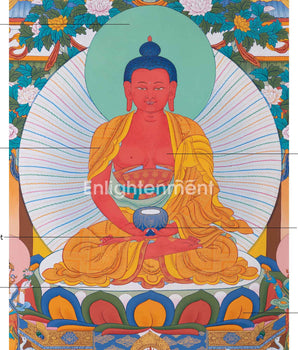 Handpainted Amitabha Singham Thangka | Sacred Lion's Presence