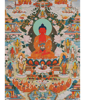 Amitabha Buddha Thangka Singham | Karma Gadri Style Thangka