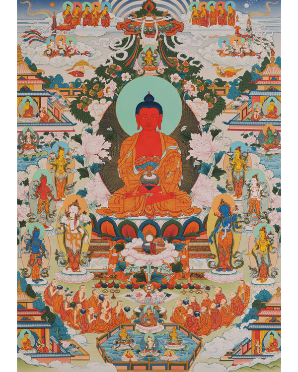 Amitabha Buddha Thangka Singham | Karma Gadri Style Thangka