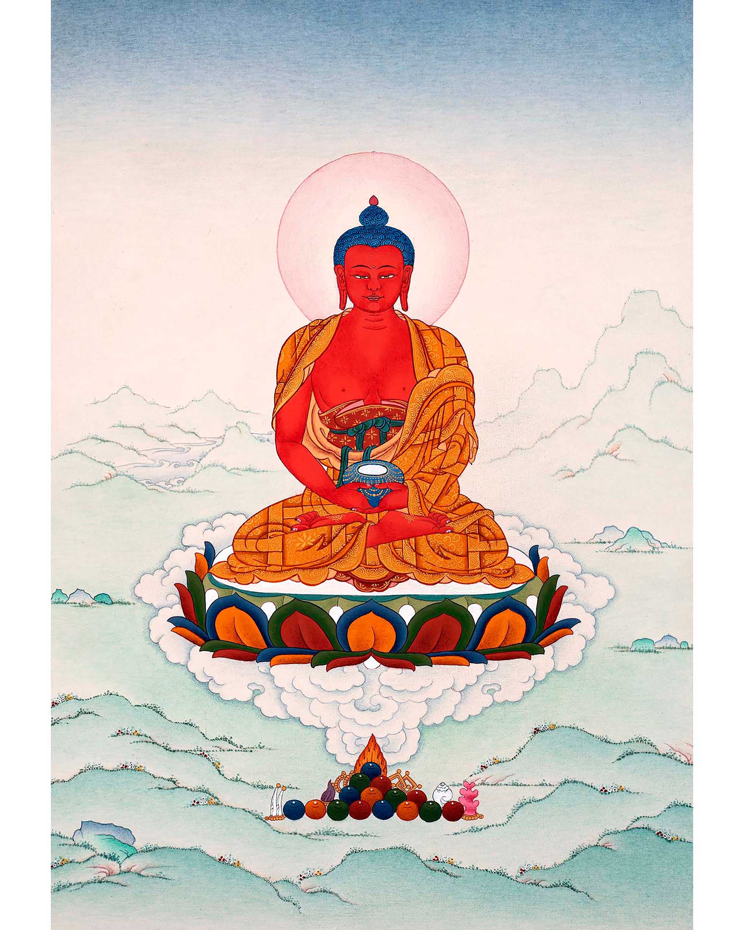 Amitabha Buddha Images Thangka Painting | Hand Painted Art for Meditation