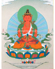 Bodhisattva Amitayus Thangka | Divinity of Longevity | Sacred Tibetan Wall Painting