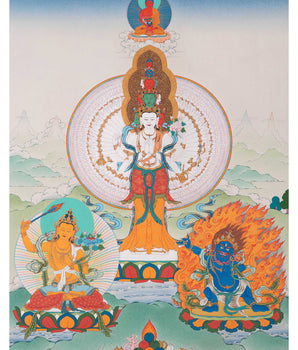 Bodhisattva Thangka Art | 1000 Armed Avalokiteshvara | Manjushri | Vajrapani | Amitabha