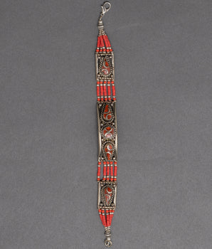 Tibetan Bracelet | Coral Beads Inlaid