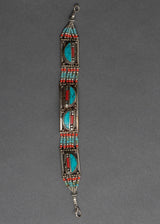 Tibetan Turquoise And Coral Bracelet