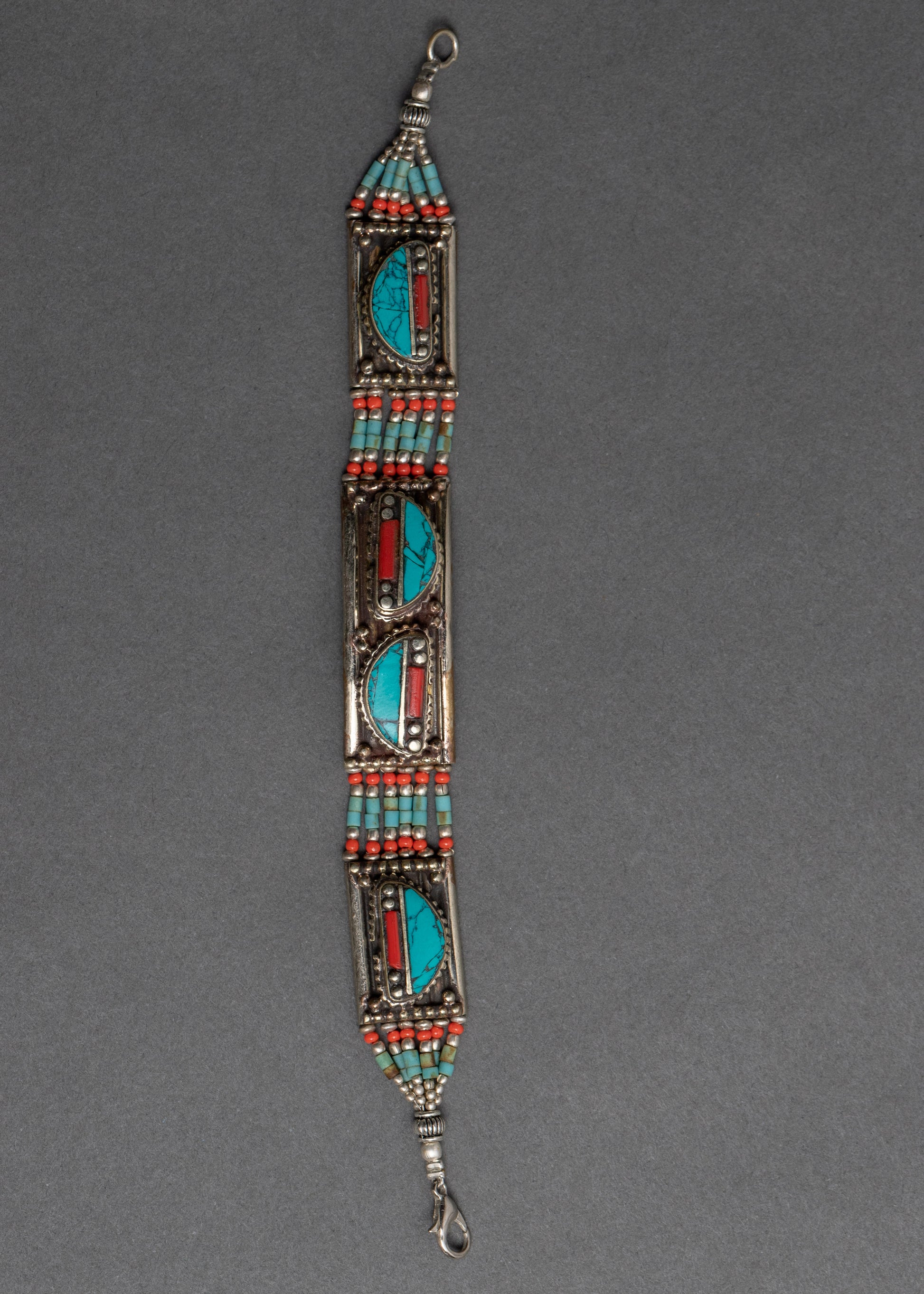 Tibetan Turquoise And Coral Bracelet