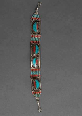 Tibetan Turquoise And Coral Bracelet