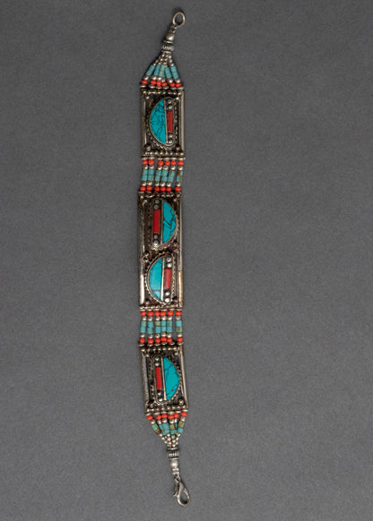 Tibetan Turquoise And Coral Bracelet