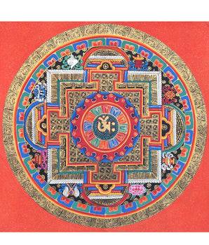 Brocade Om Mandala Thangka