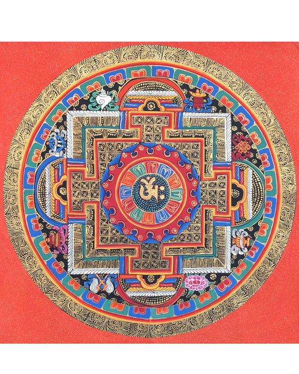 Brocade Om Mandala Thangka