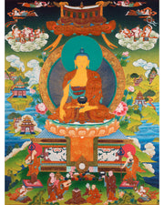 Buddha Shakyamuni Prayer Thangka | Hand-Painted Buddhist Deity Painting