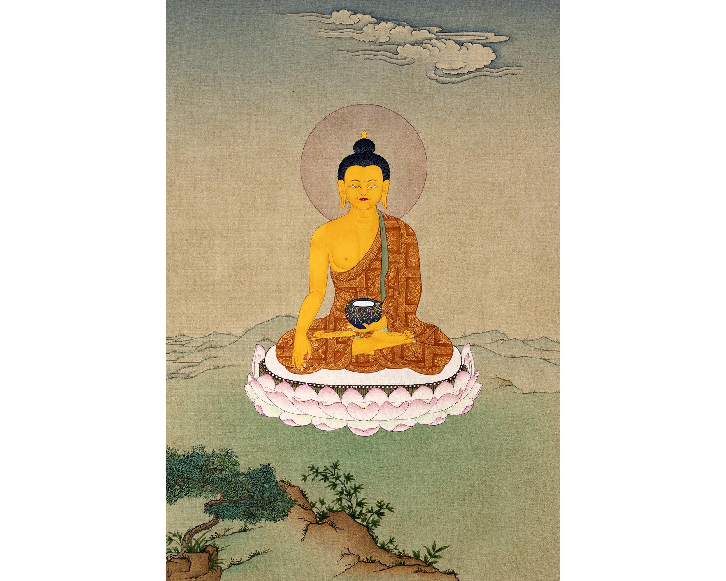 Shakyamuni Buddha Thangka | Classic Peaceful Buddha Thangka | Tibetan Art