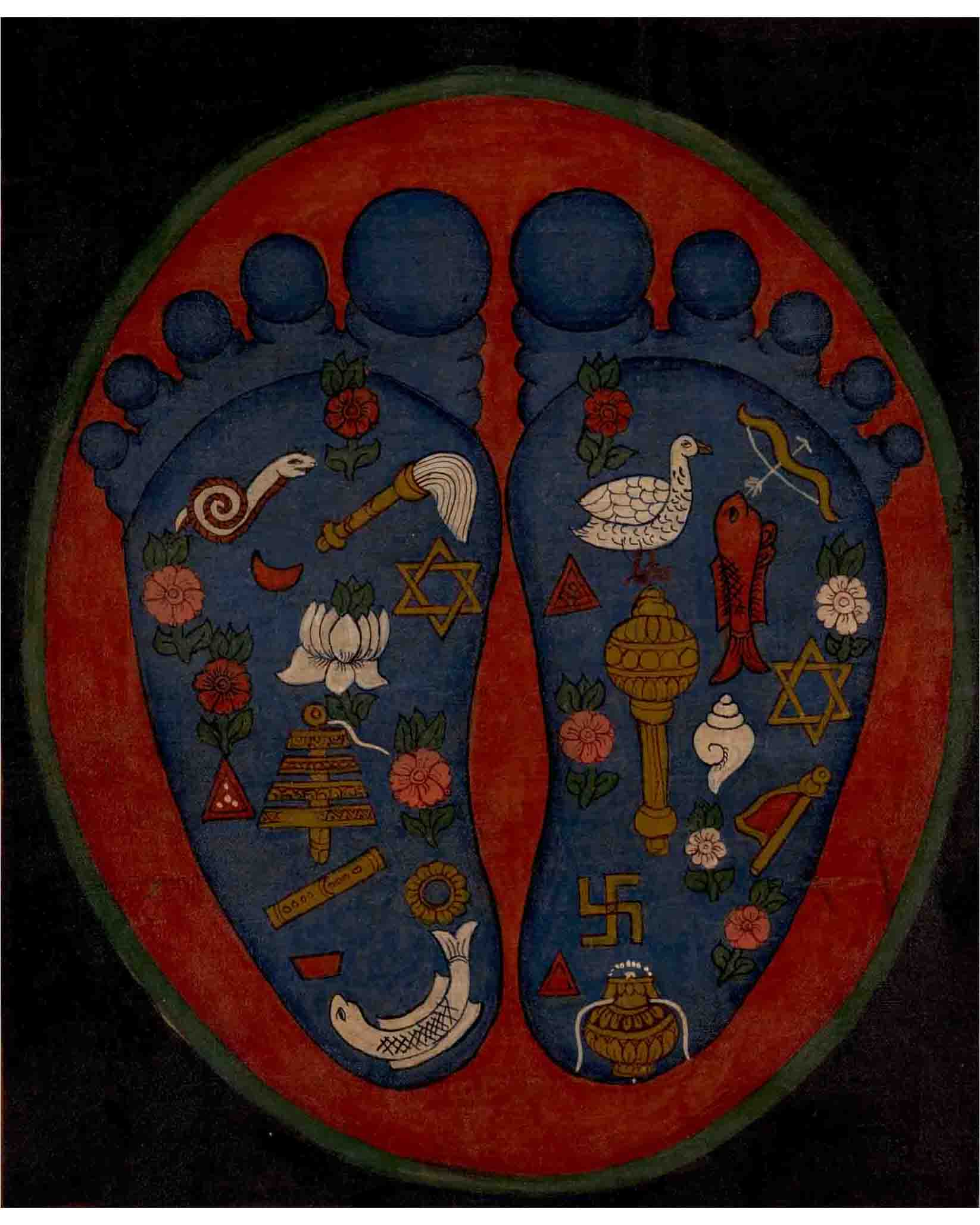 Buddha's Feet Laden Thangka 