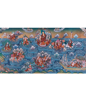 Buddha with 16 Arthats Thangka
