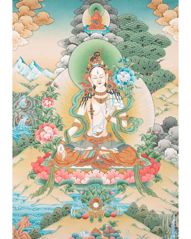 Buddhist Diety White Tara Thangka