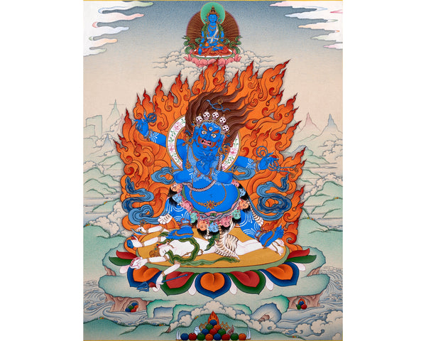 Sakya Vajrapani | Bhutadamara | Hand Painted Tibetan Art in Natural Stone Colors