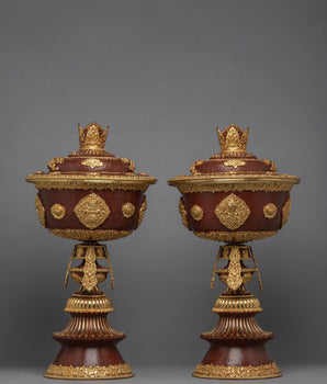 Tibetan Butter Lamp Set | Copper Lamp Set