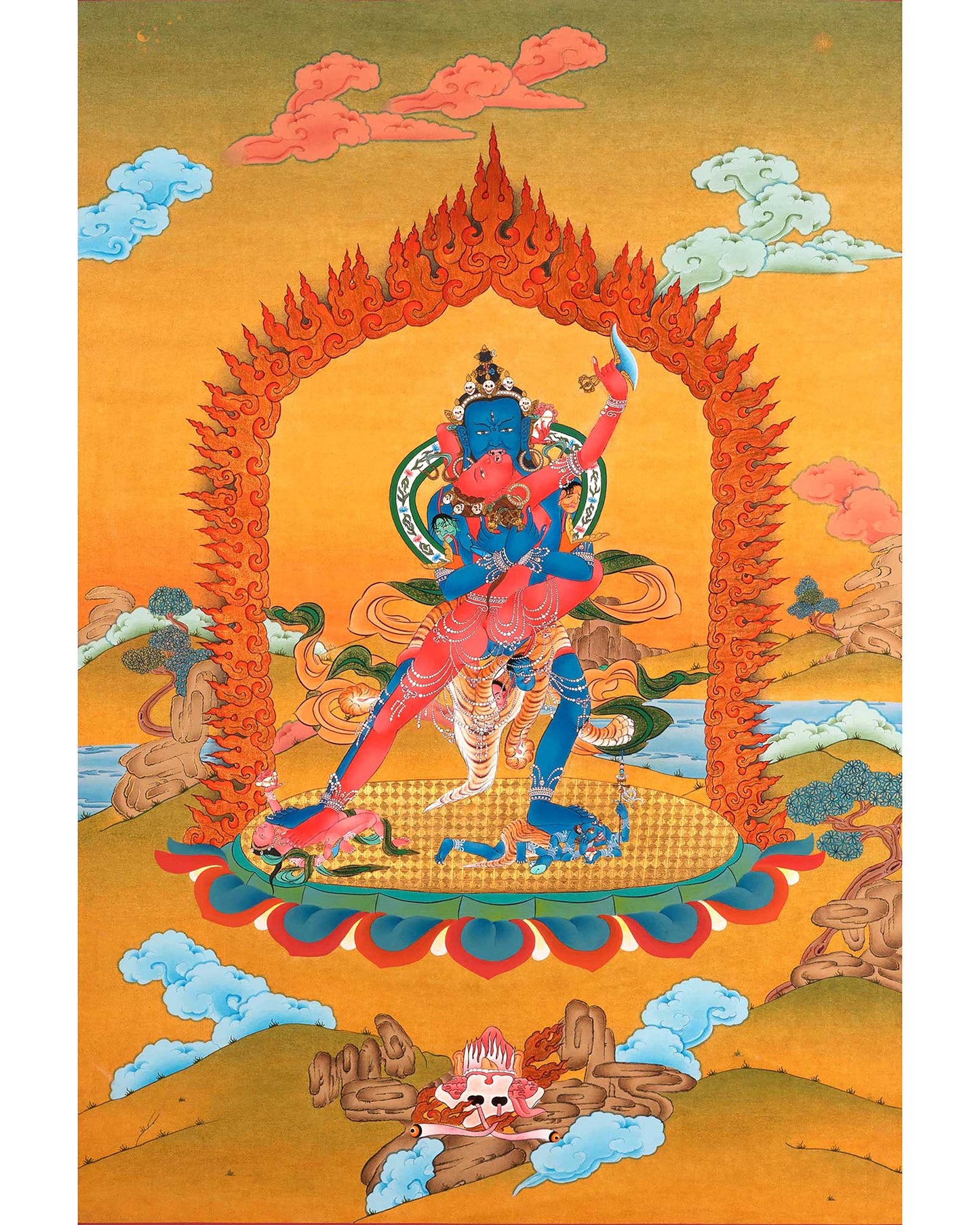 Cakrasamvara Tantra Thangka | Traditional Buddhist Art Of Chakrasamvara With Consort