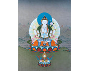 Four Armed Chenrezig Thangka Art | Tibetan Buddhist Deity Of Compassion