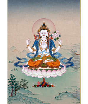 Avalokiteshvara | Chenrezig Buddha Hand-Painted Thangka