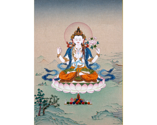 Avalokiteshvara | Chenrezig Buddha Hand-Painted Thangka