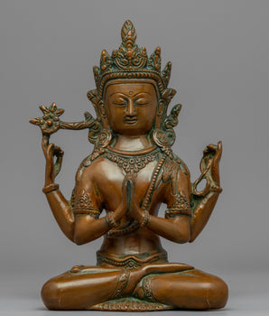 Bodhisattva 4 Armed Chenrezig Statue | Buddhist Deity of Compassion Statue