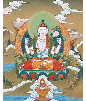 Chenrezig Thangka | Lord Of Compassion | Buddhist Deity