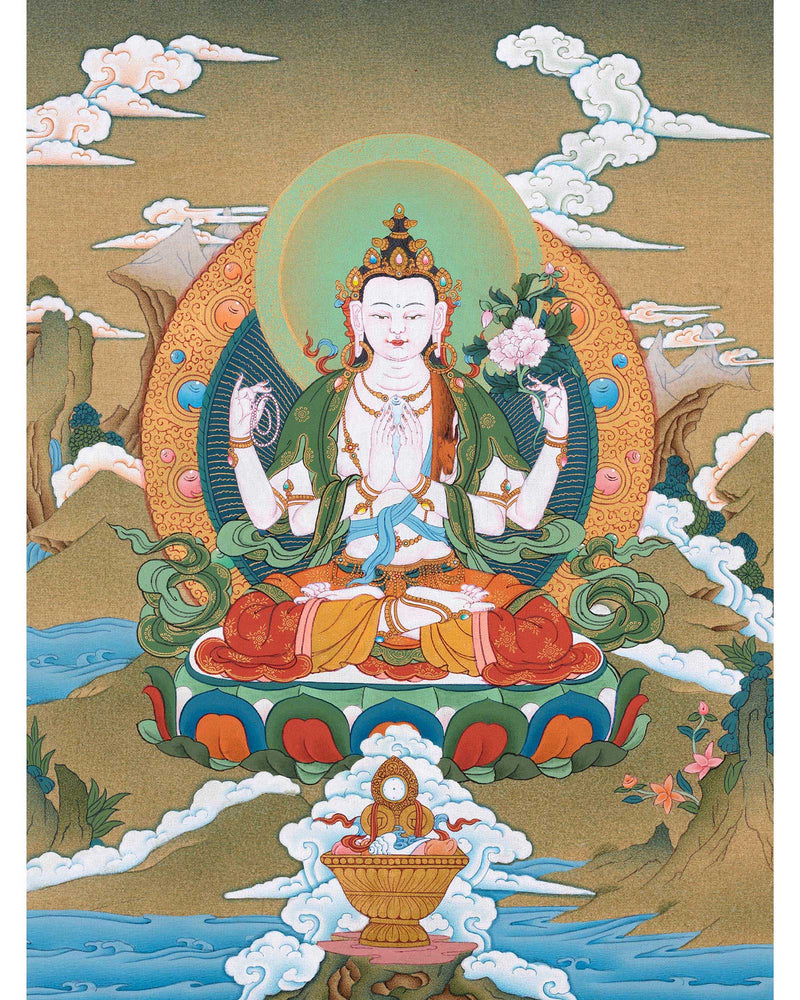 Chenrezig Thangka | Lord Of Compassion | Buddhist Deity